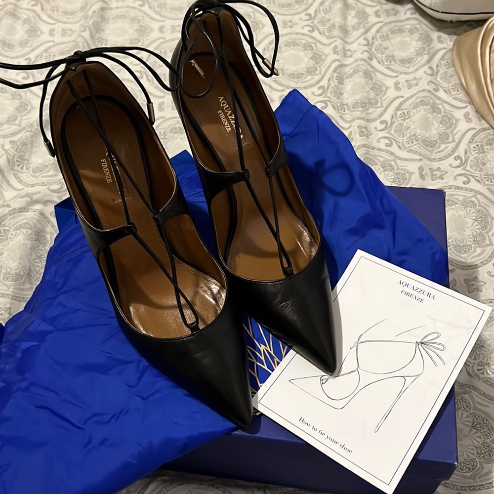Aquazzura Black Stiletto Leather Heels